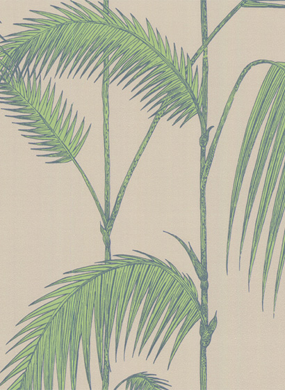 Tapete Palm Leaves - Leaf Green on Linen