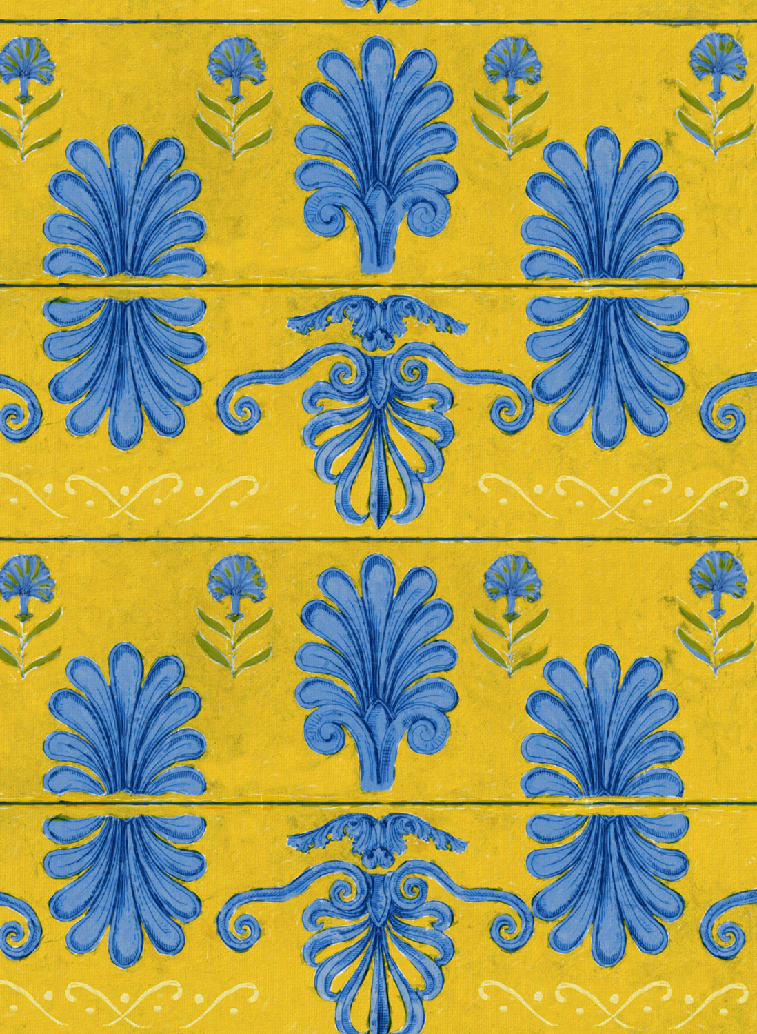 Tapete Mykonos Villa Motif - Lemon
