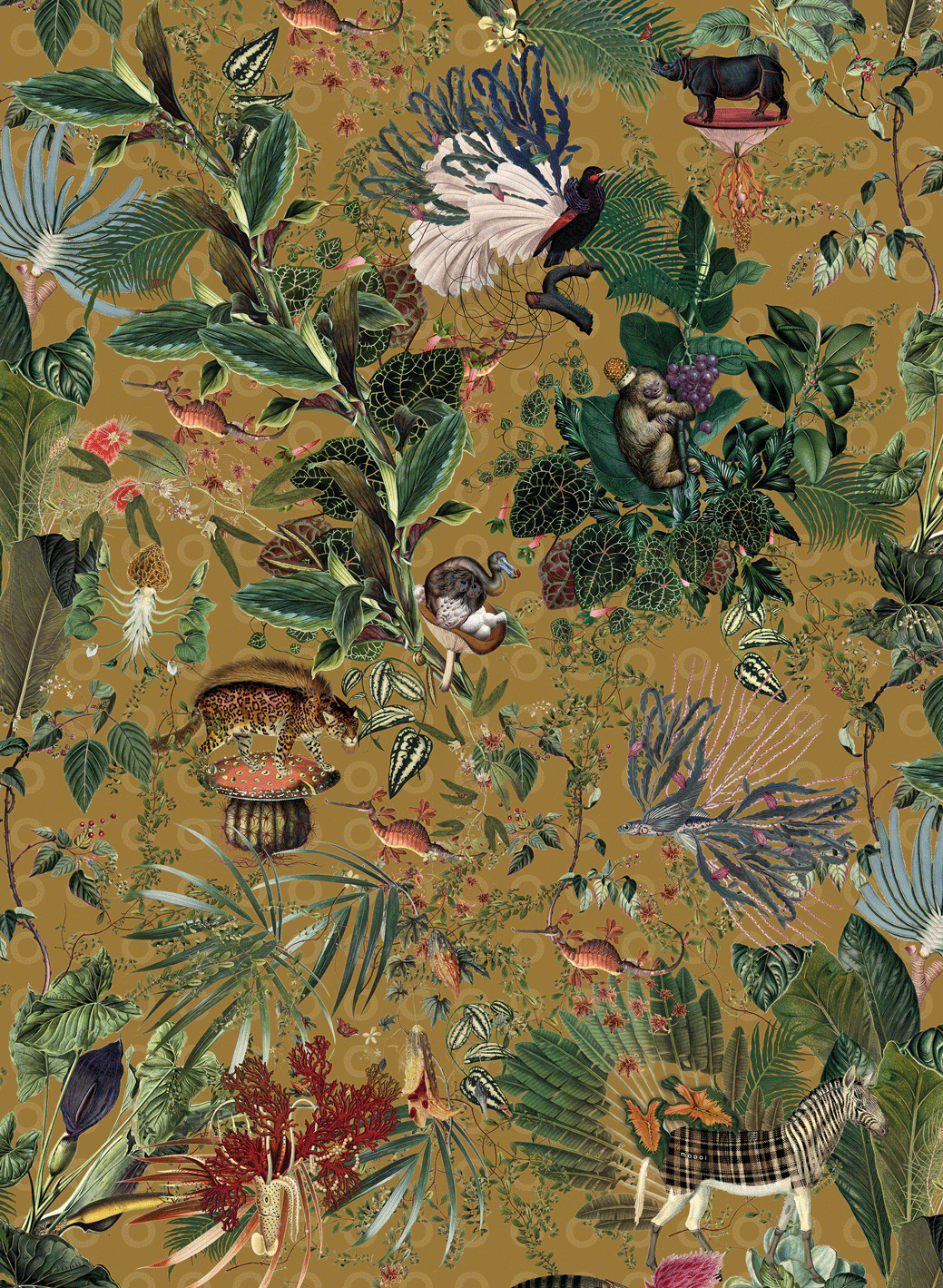 Tapete Menagerie of Extinct Animals - MO2074 - Curry