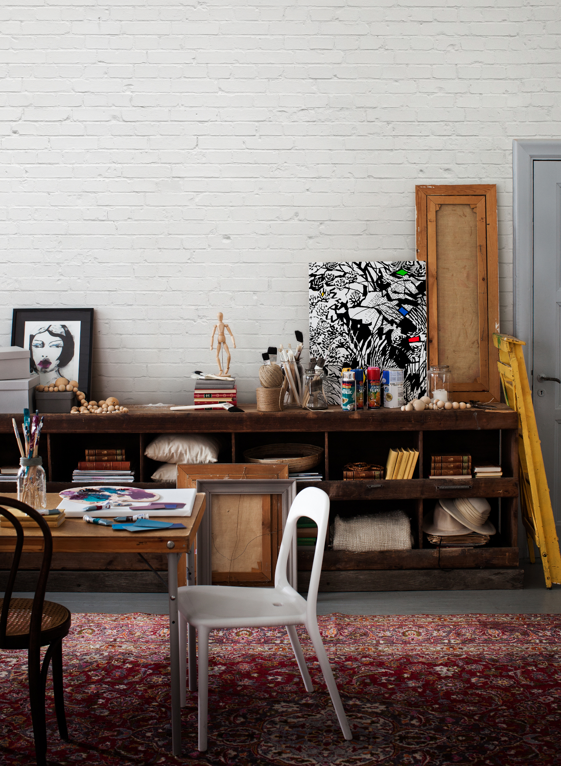Wandbild White Brick Wall
