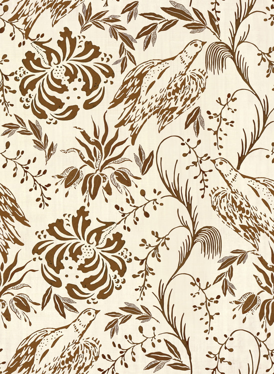 Tapete Folk Embroidery - Tobacco/ Off White