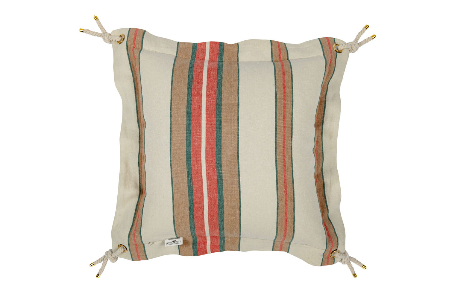 Herina Stripe Cushion - Brown/ Green/ White/ Tassel - 50x50cm