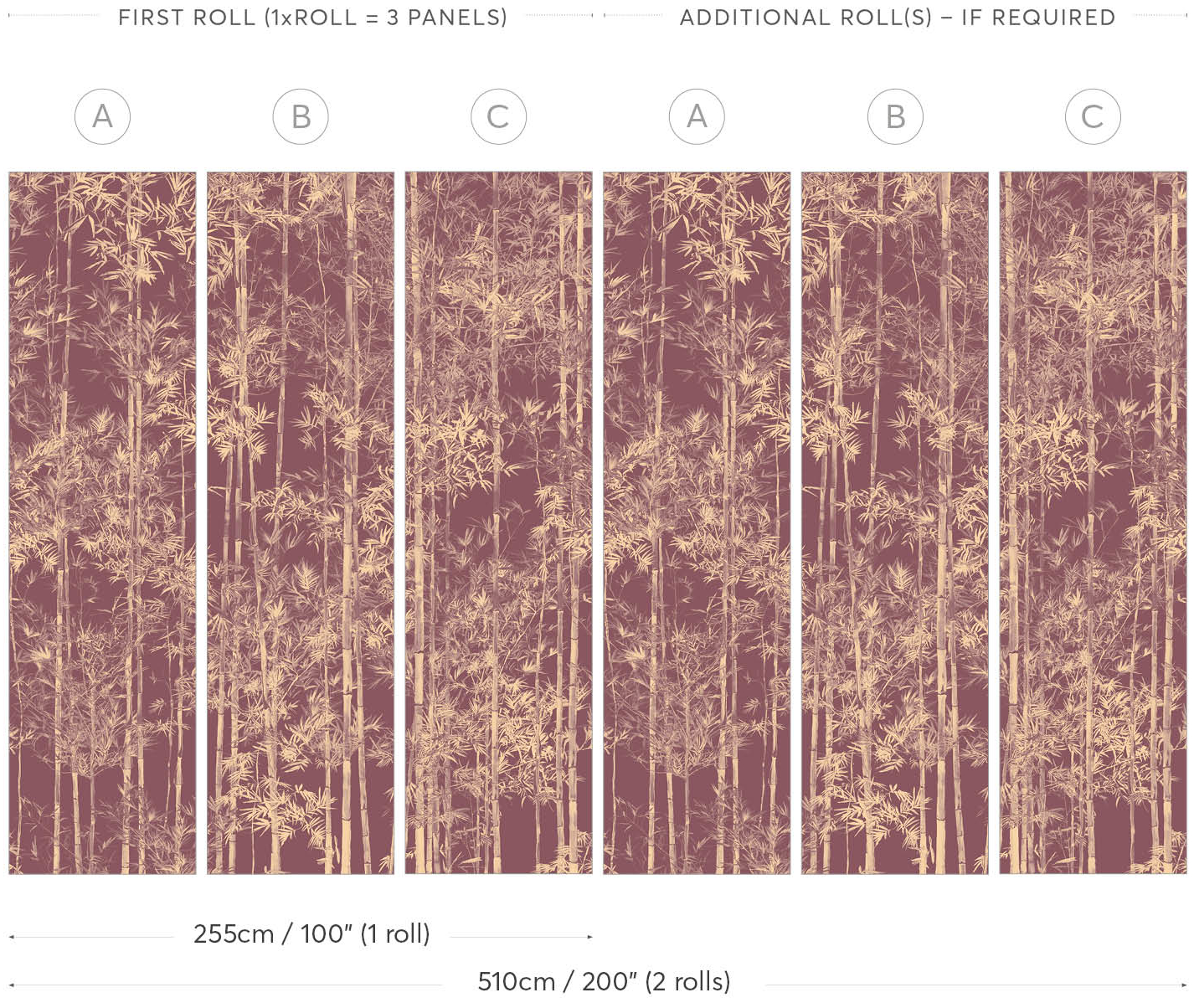 Wandbild Bamboo Gold Burgundy - Panel A
