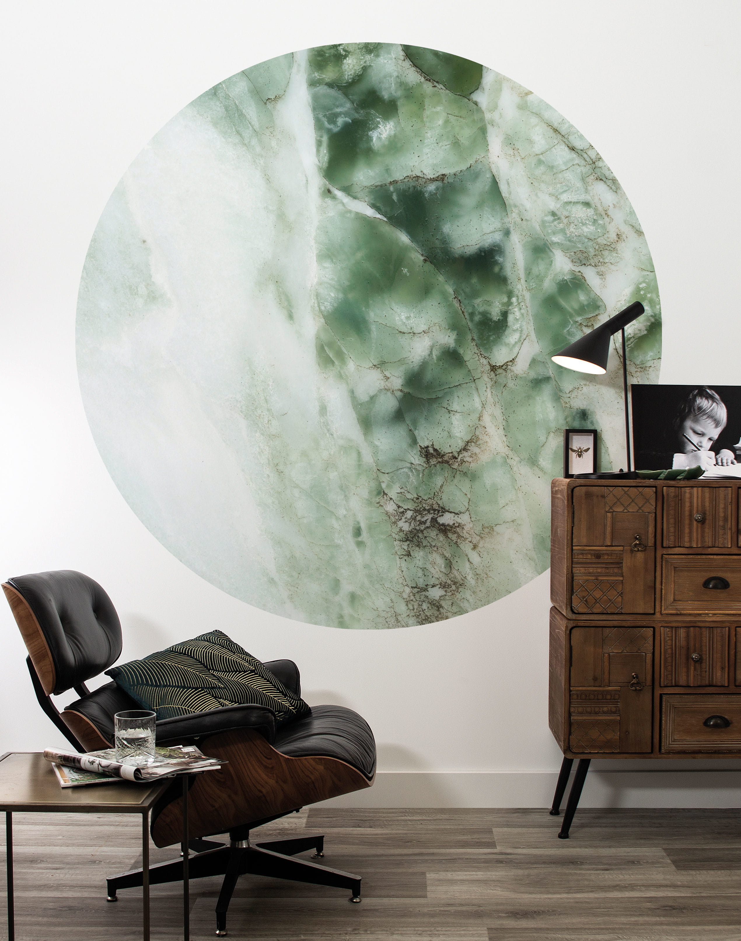 Wandbild Marble 1 Circle - Multicolor - Ø 1,9m