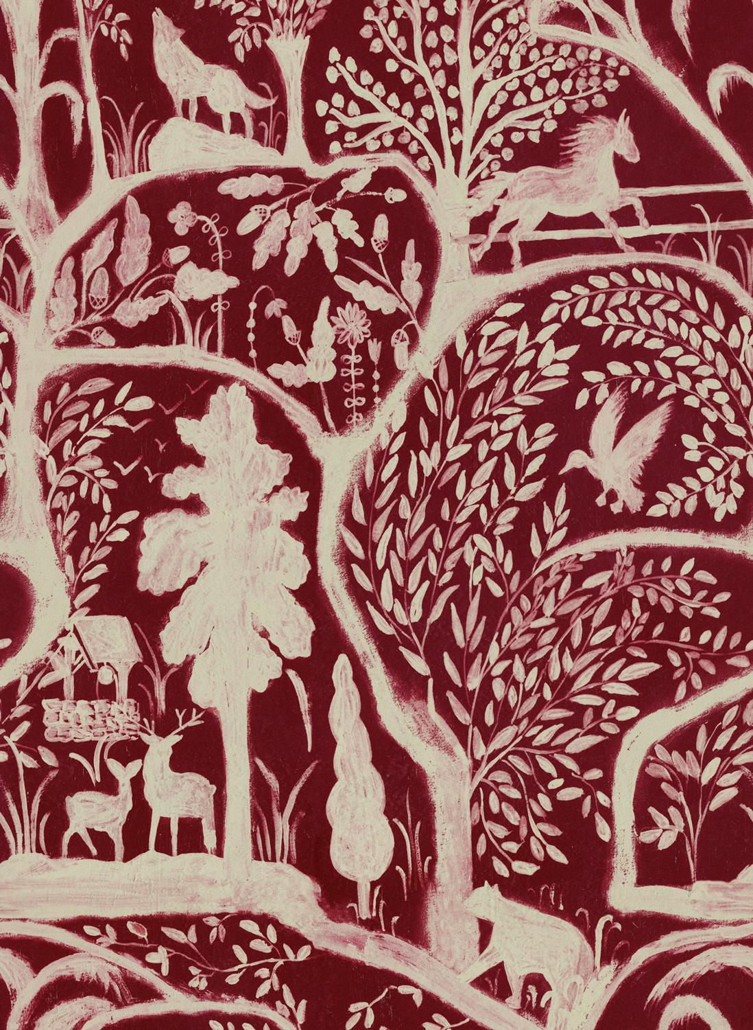 Tapete The Enchanted Woodland - Red/ Taupe