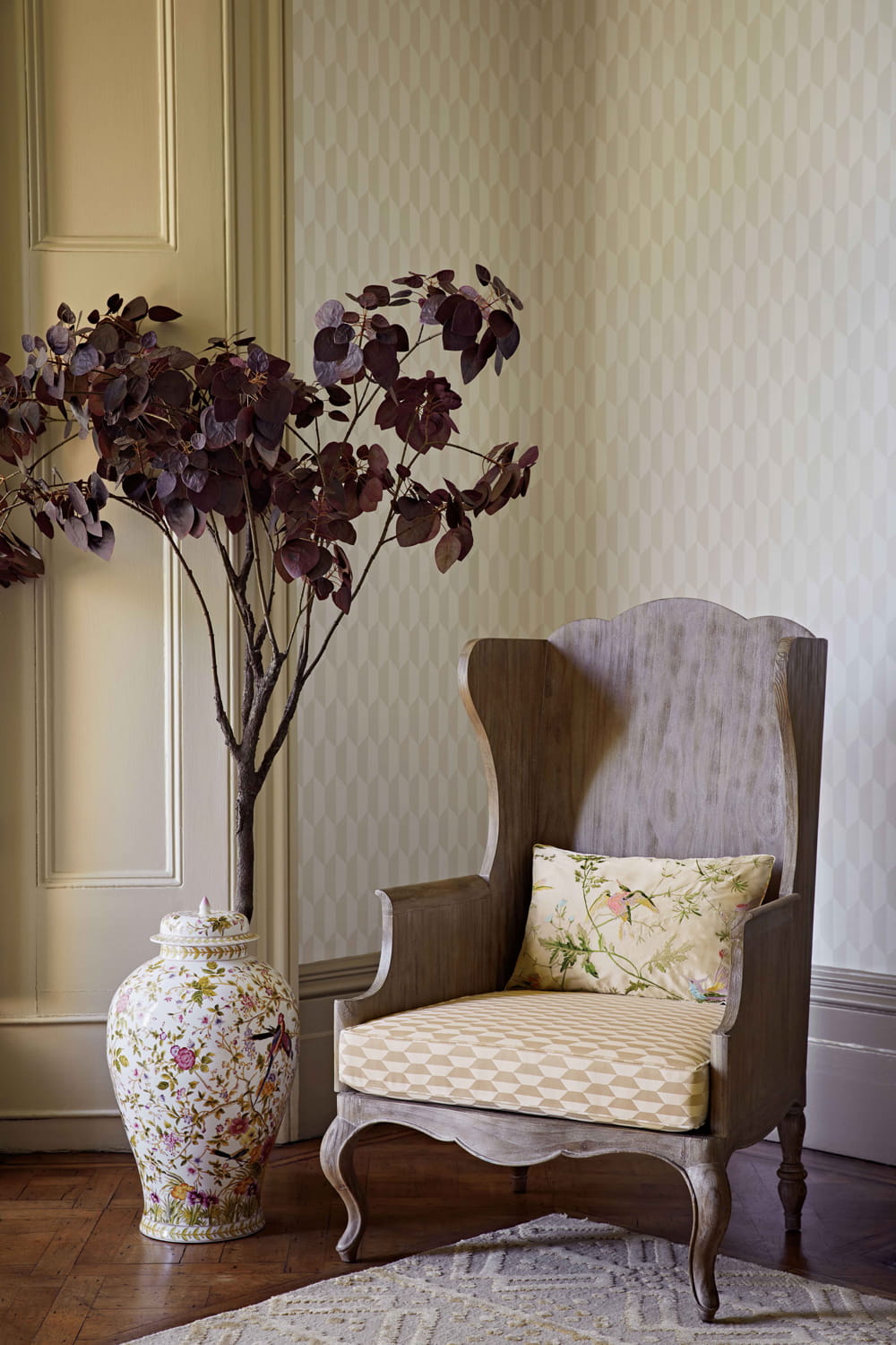 Stoff Hummingbirds Silk - Pearl