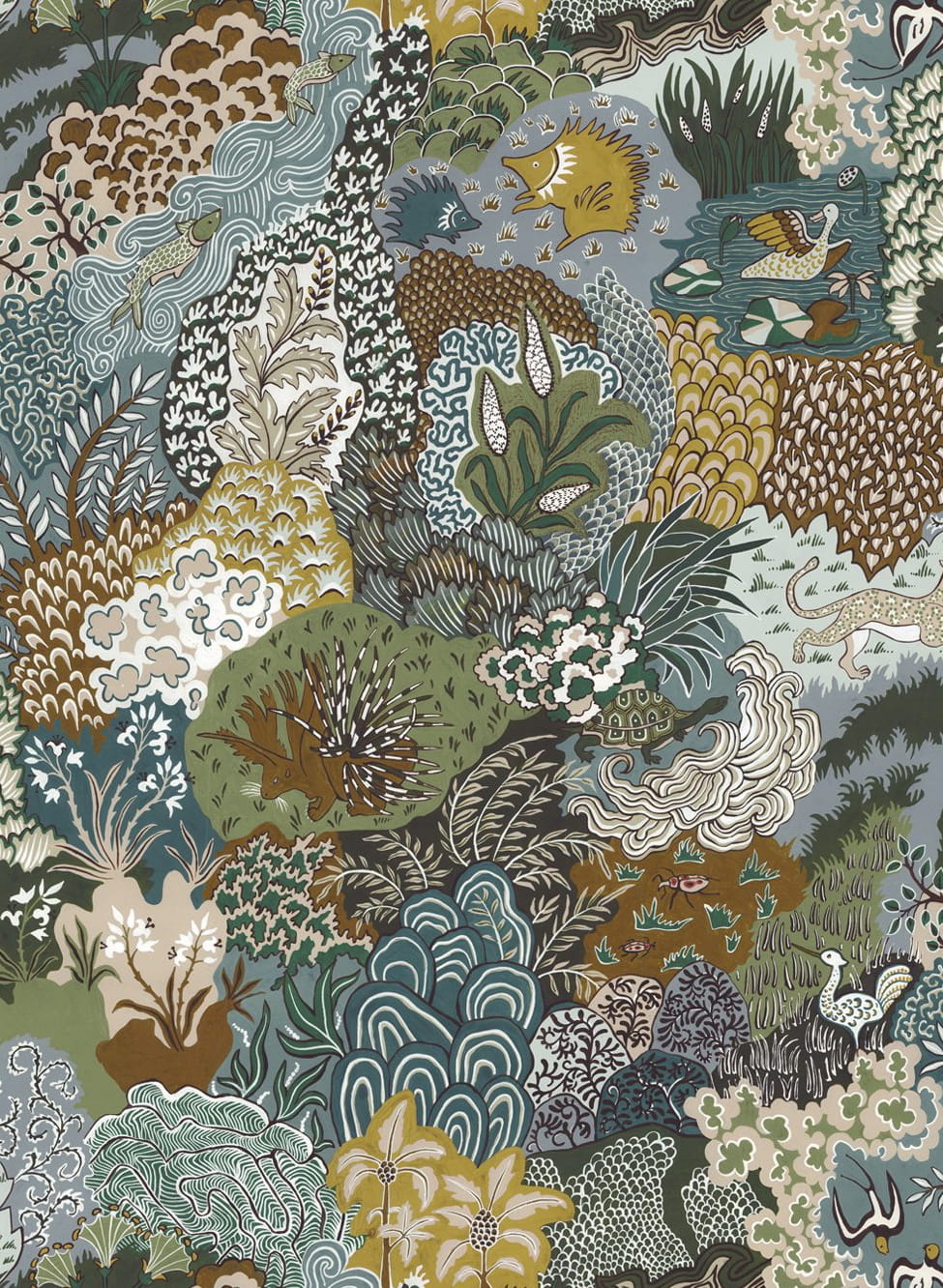 Tapete Whimsical Clumps - Olive, Brown and Blue