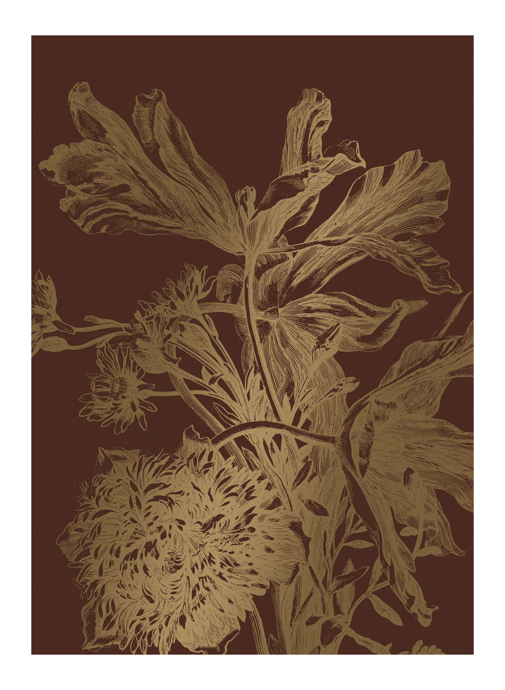 Wandbild Engraved Flowers Gold 5 - M