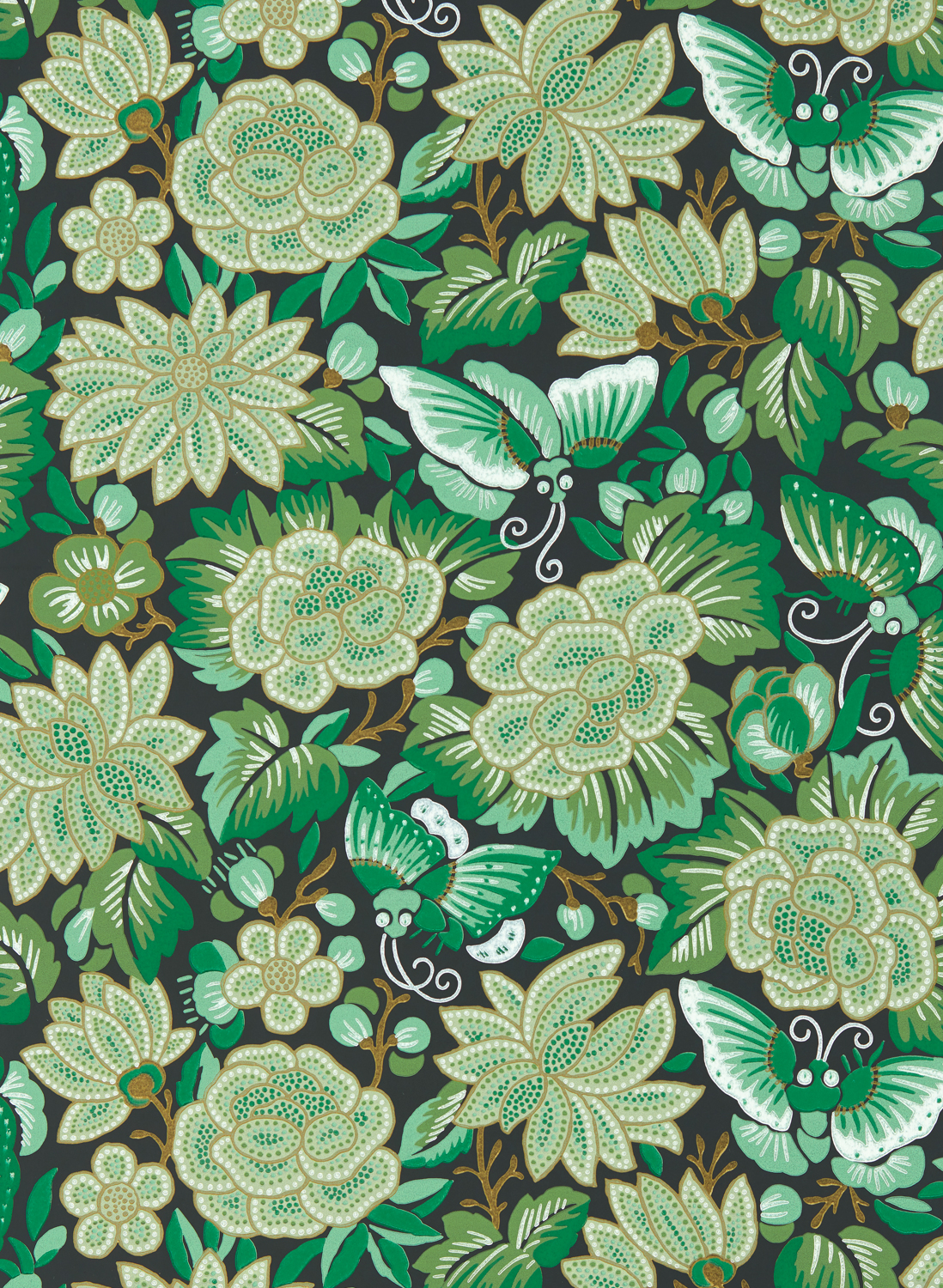 Tapete Amara Butterfly - Emerald/ Ink Black