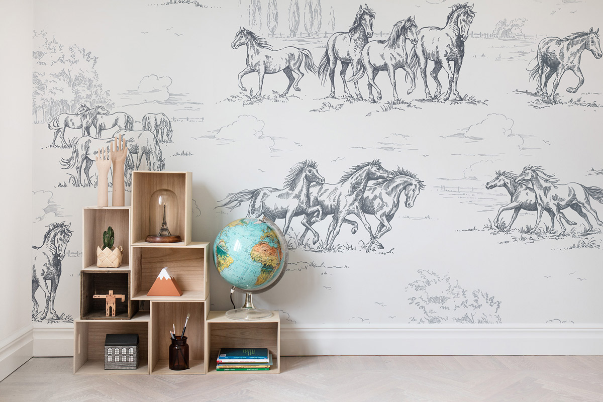 Wandbild Horse Herd - Black/ White
