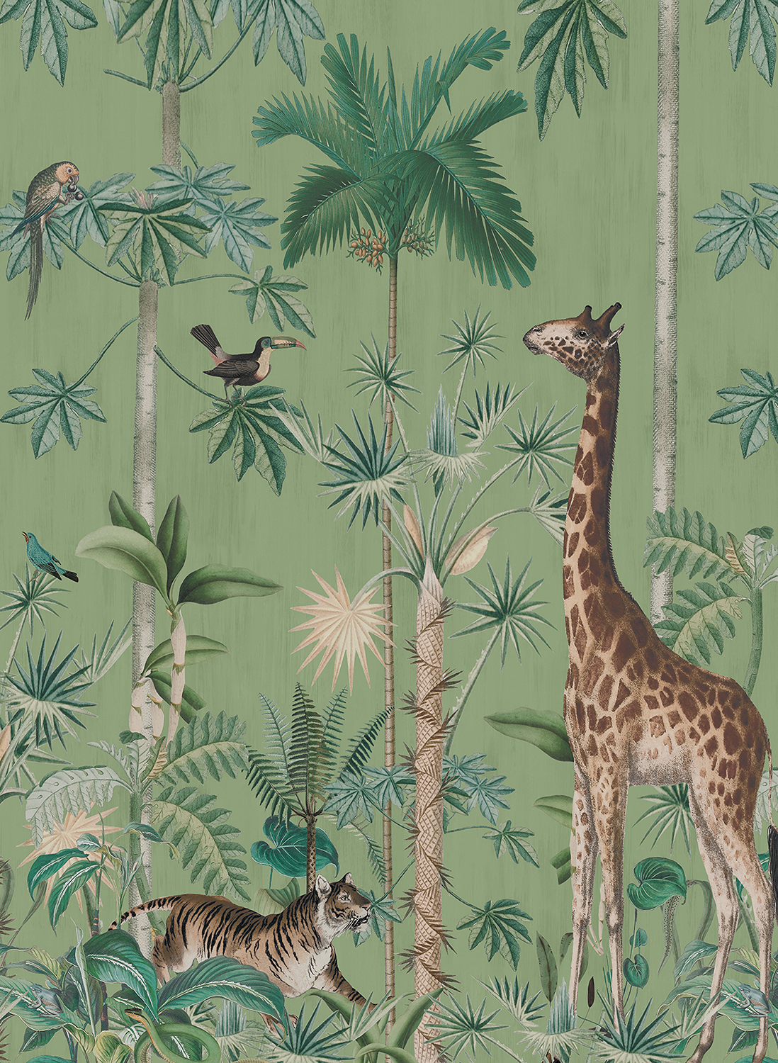 Wandbild Giraffes Stroll - Emerald