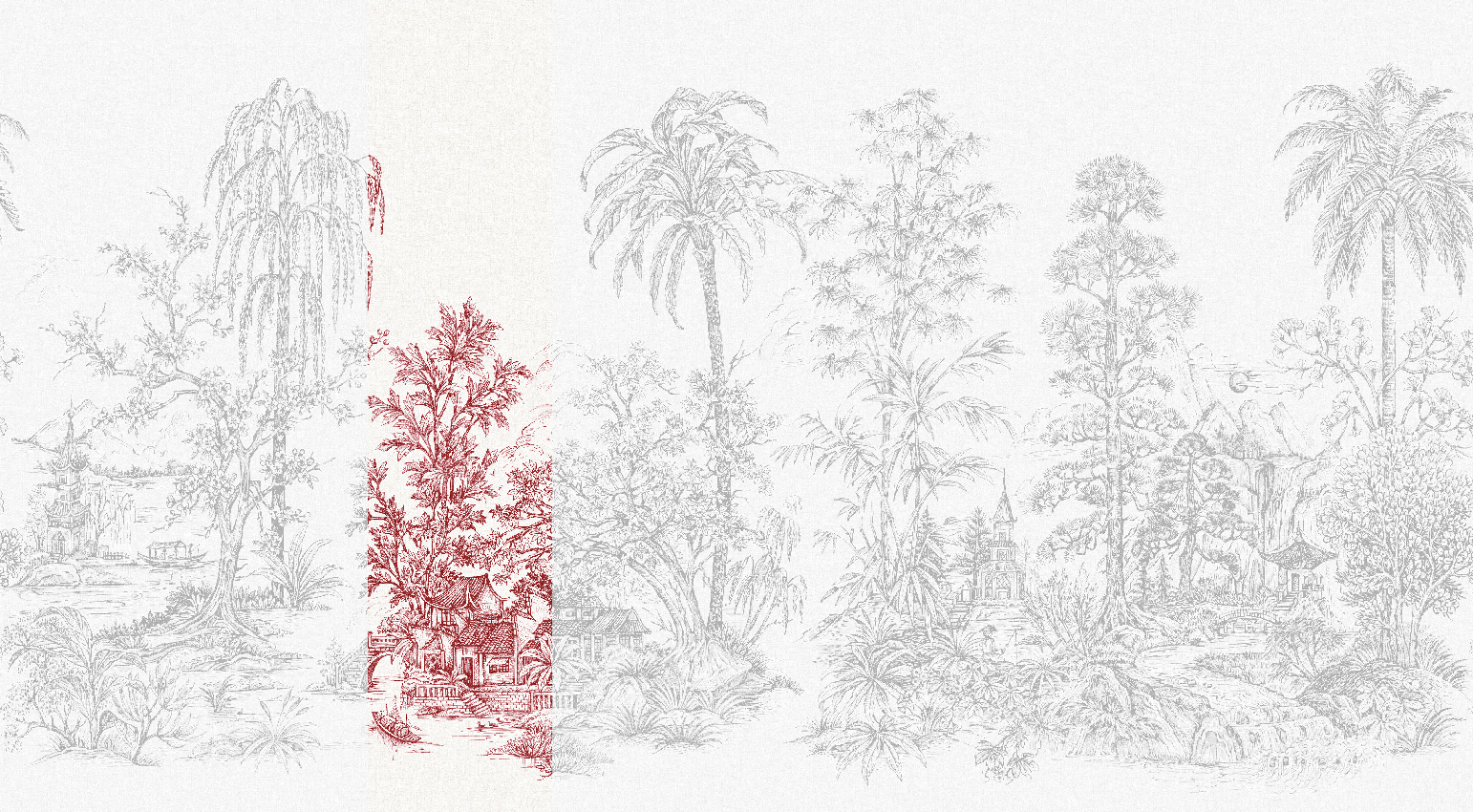 Wandbild Mandalay - White Red Panel 3