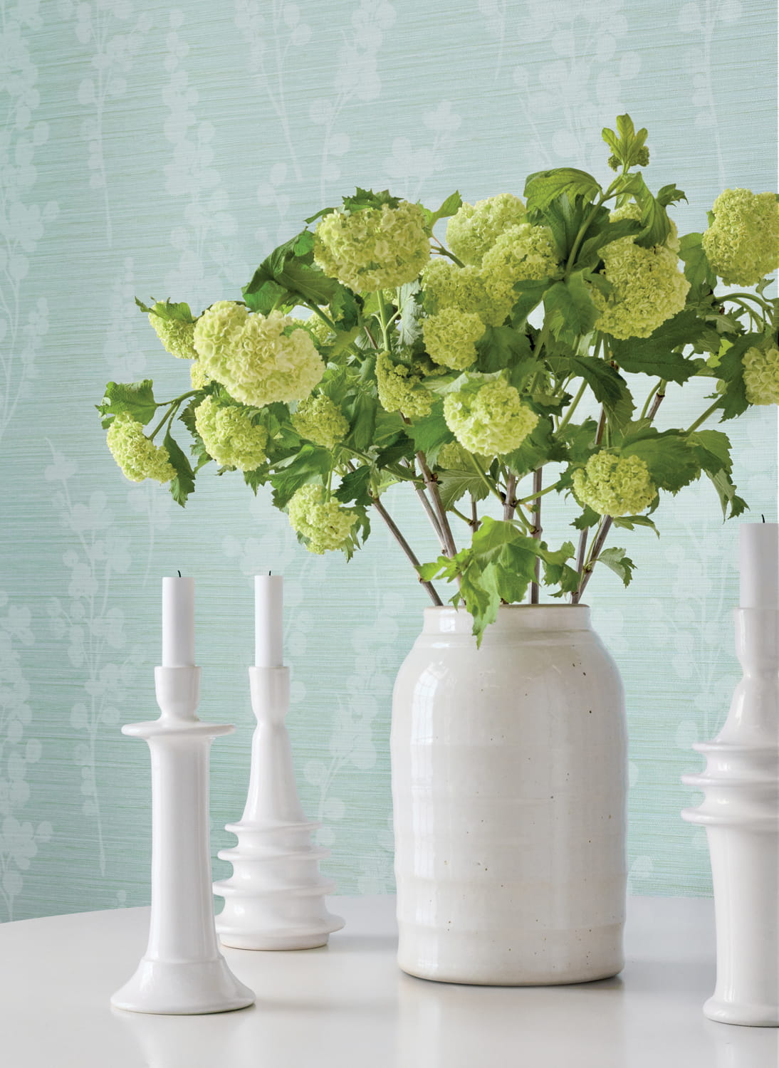 Tapete Spring Blooms - Soft Green and Blue