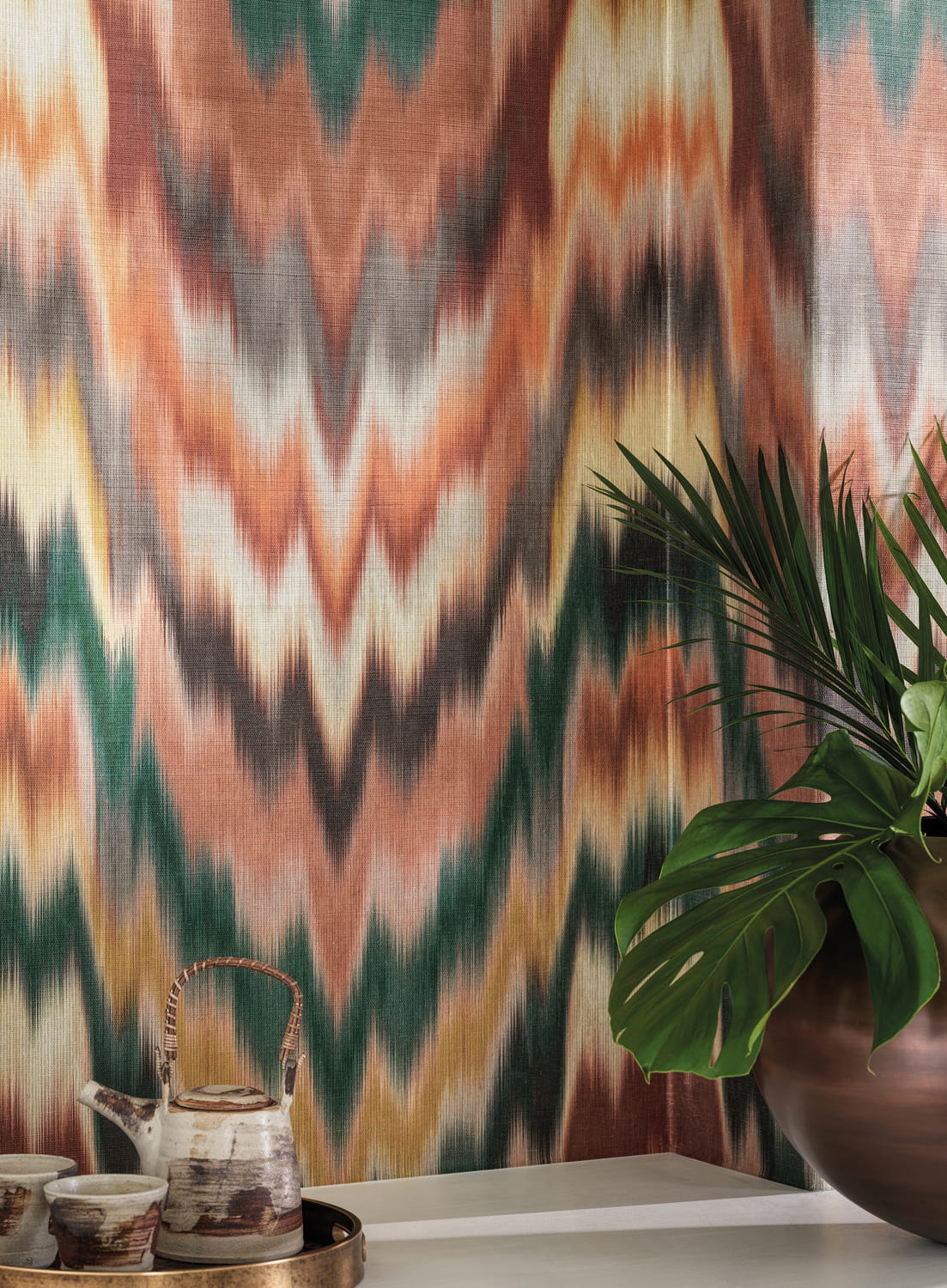 Papier peint Irisa - Terracotta/ Teal