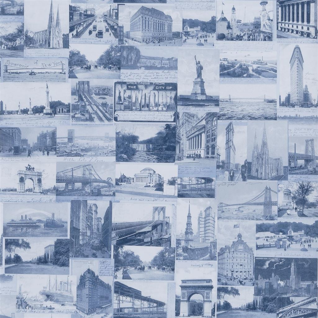 Tapete New York Postcard - Indigo