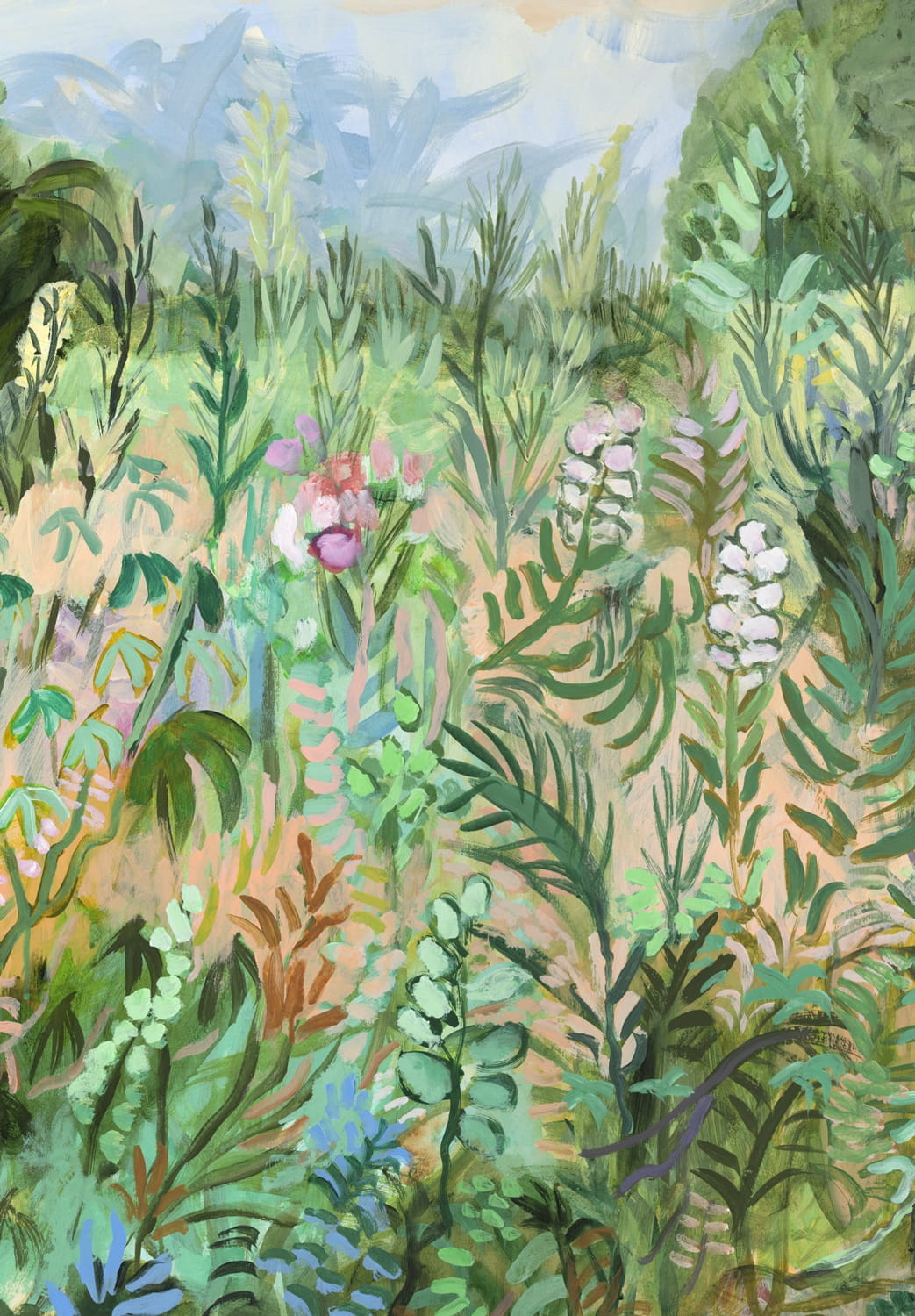 Carta da parati Roses Trémières - Panel A