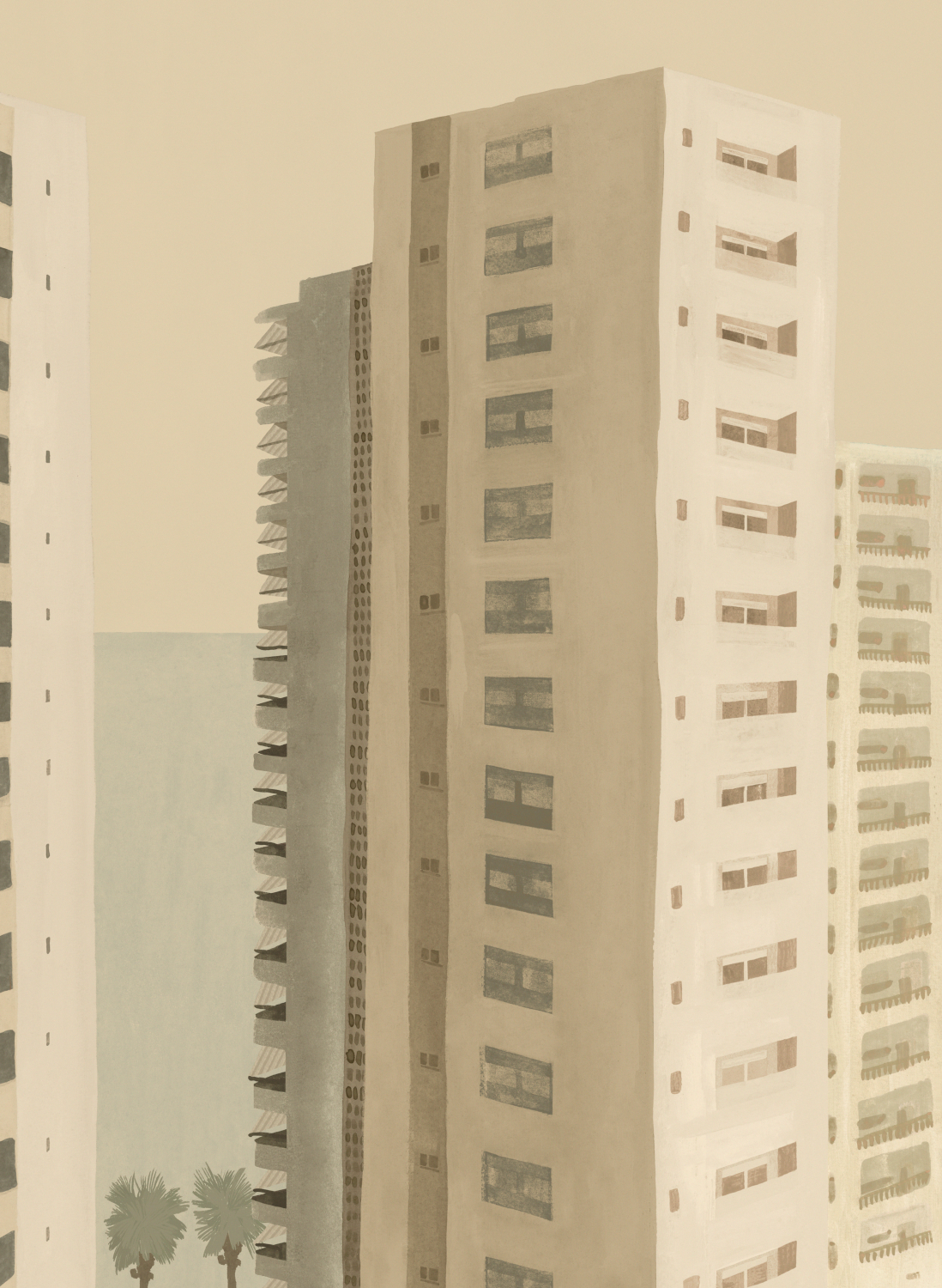 Wandbild Benidorm - Beige