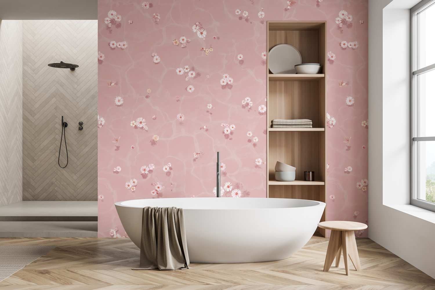 Tapete Floral Bath - Blush