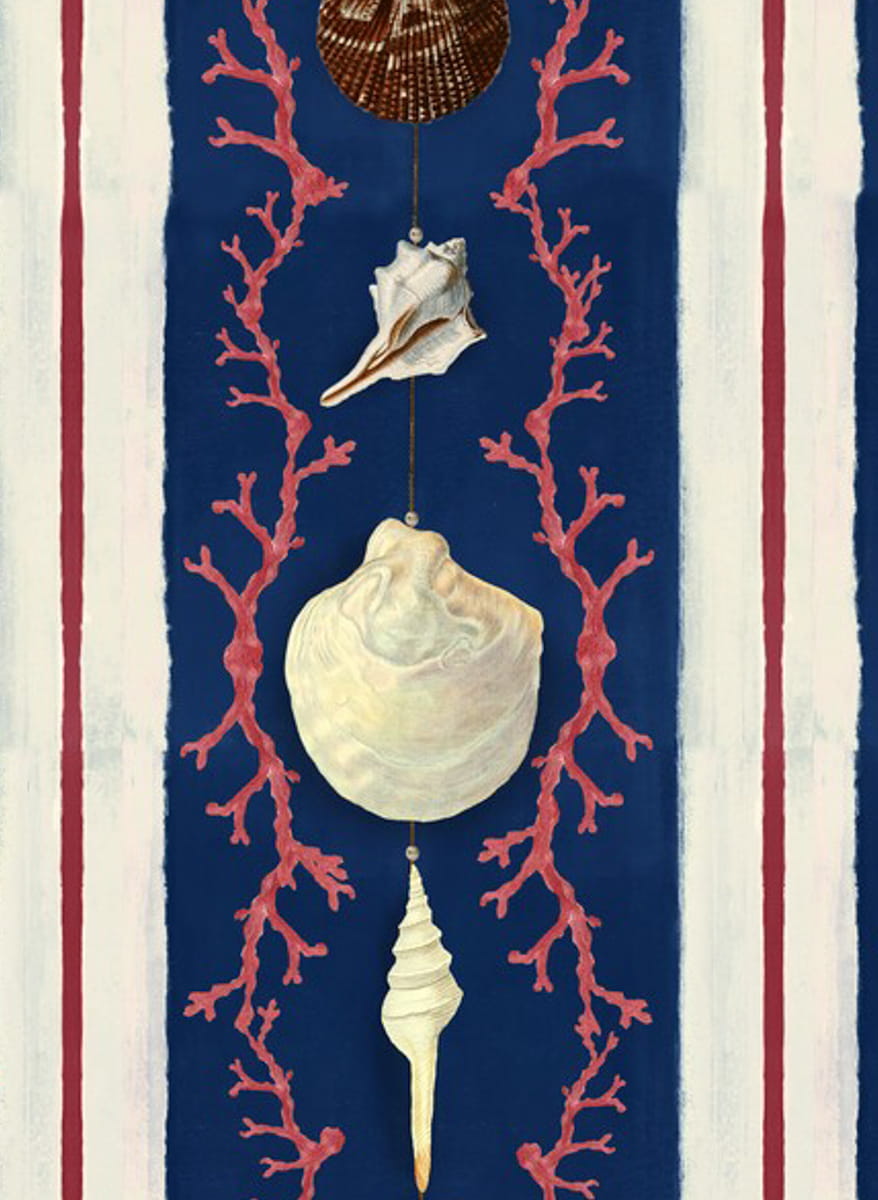 Tapete Coquillage - Indigo/ Red/ White