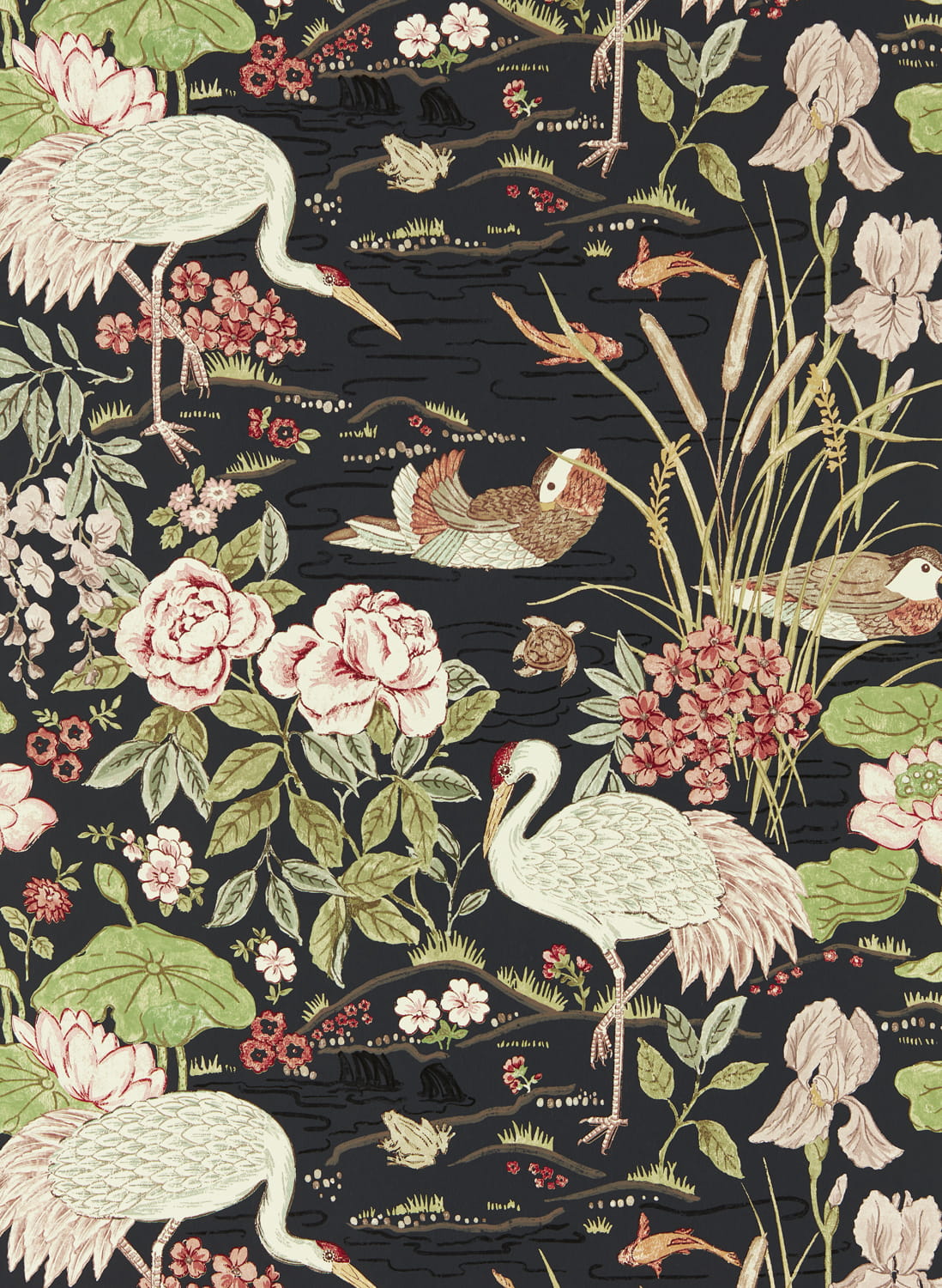 Tapete Crane and Frog - Ink Black/ Multi