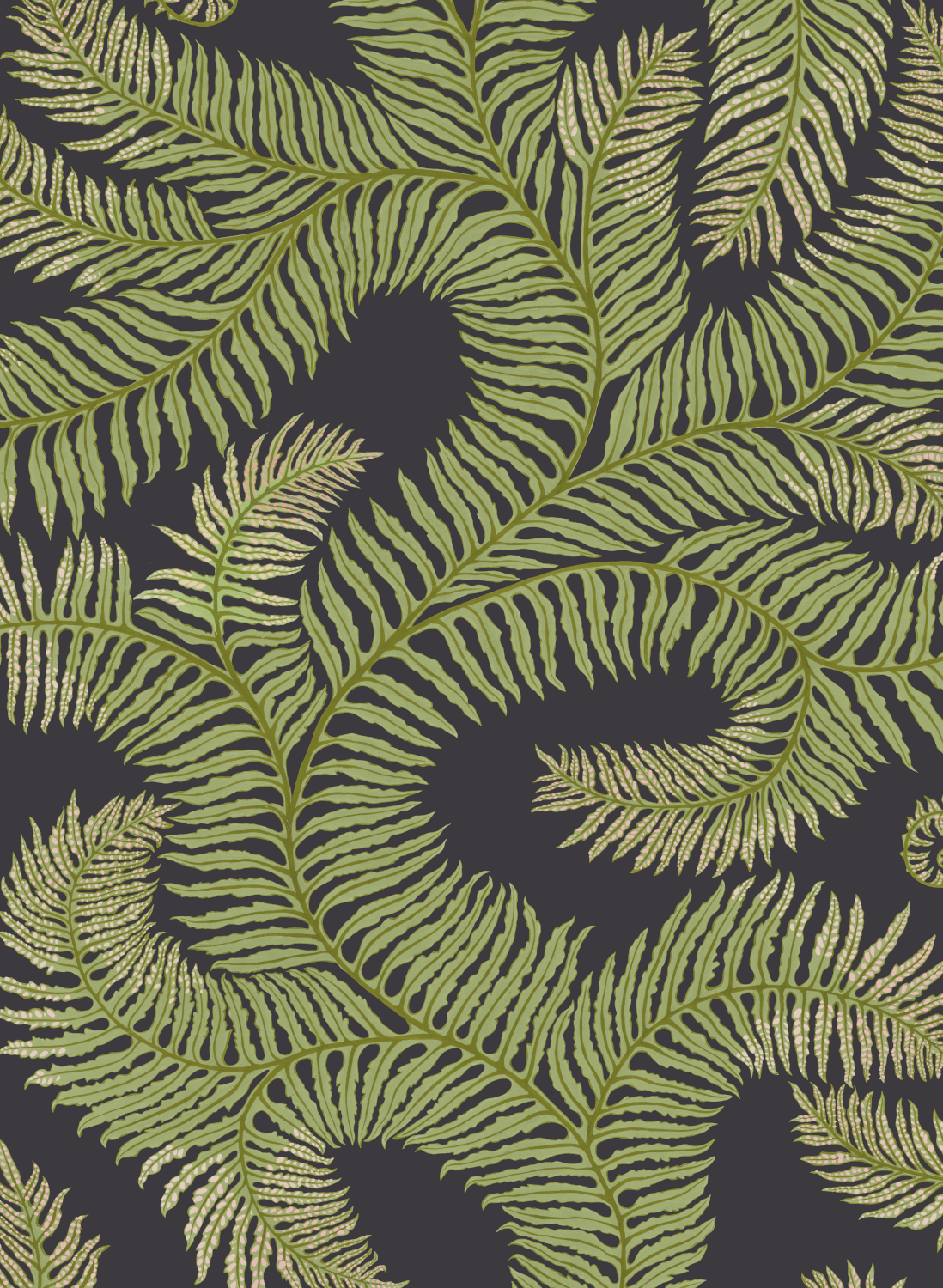 Tapete Bombes Fernery - Dark Grey/ Green