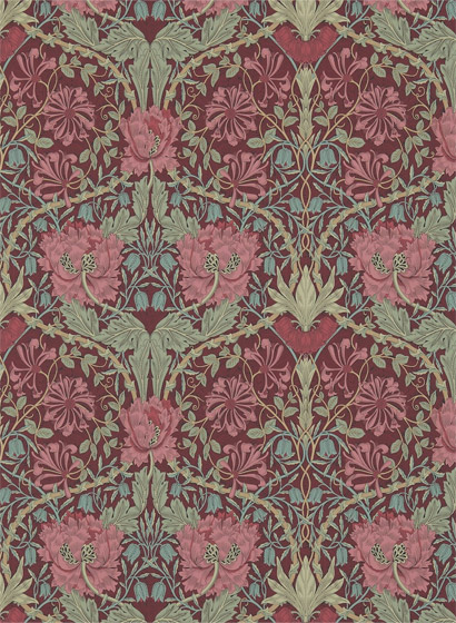 Tapete Honeysuckle & Tulip - Burgundy/ Sage