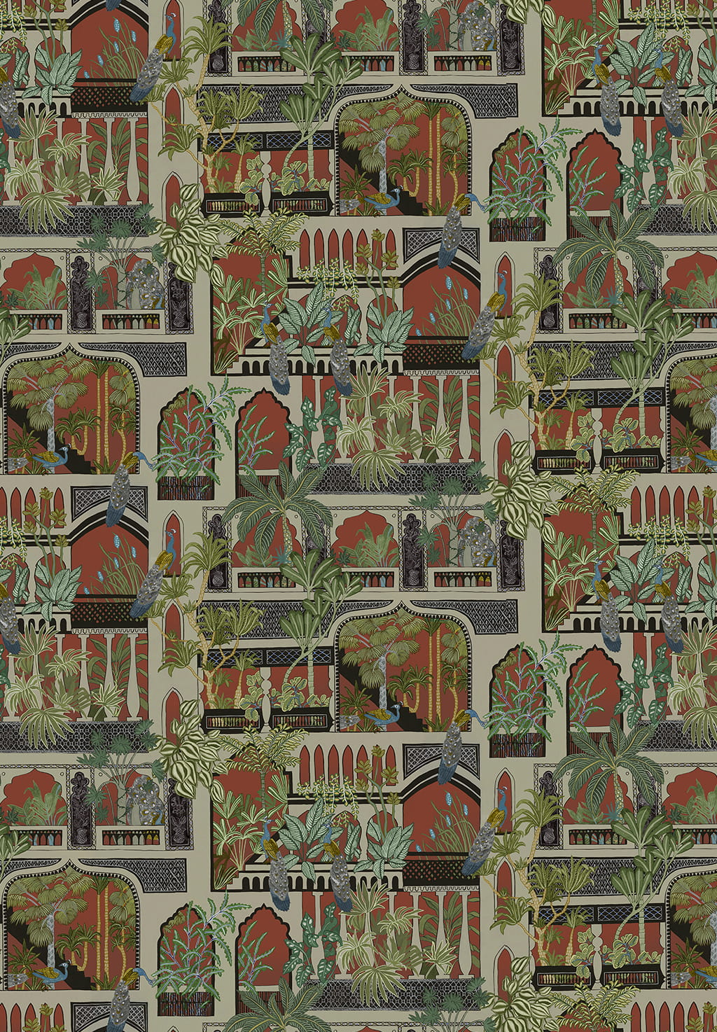 Tapete Peacock Arches - Terracotta