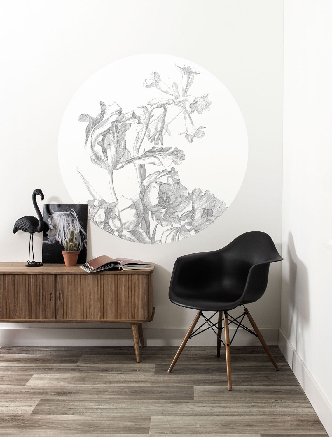 Wandbild Engraved Flowers 4 Circle - S - 1.425m