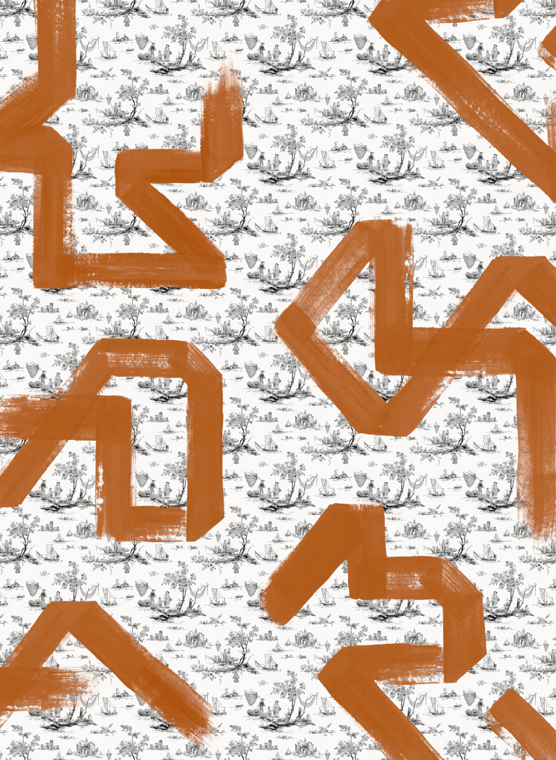 Wandbild Toile Strokes - Orange
