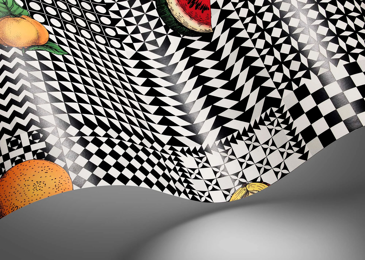 Tapete Frutta e Geometrico - Black/ White/ Multi