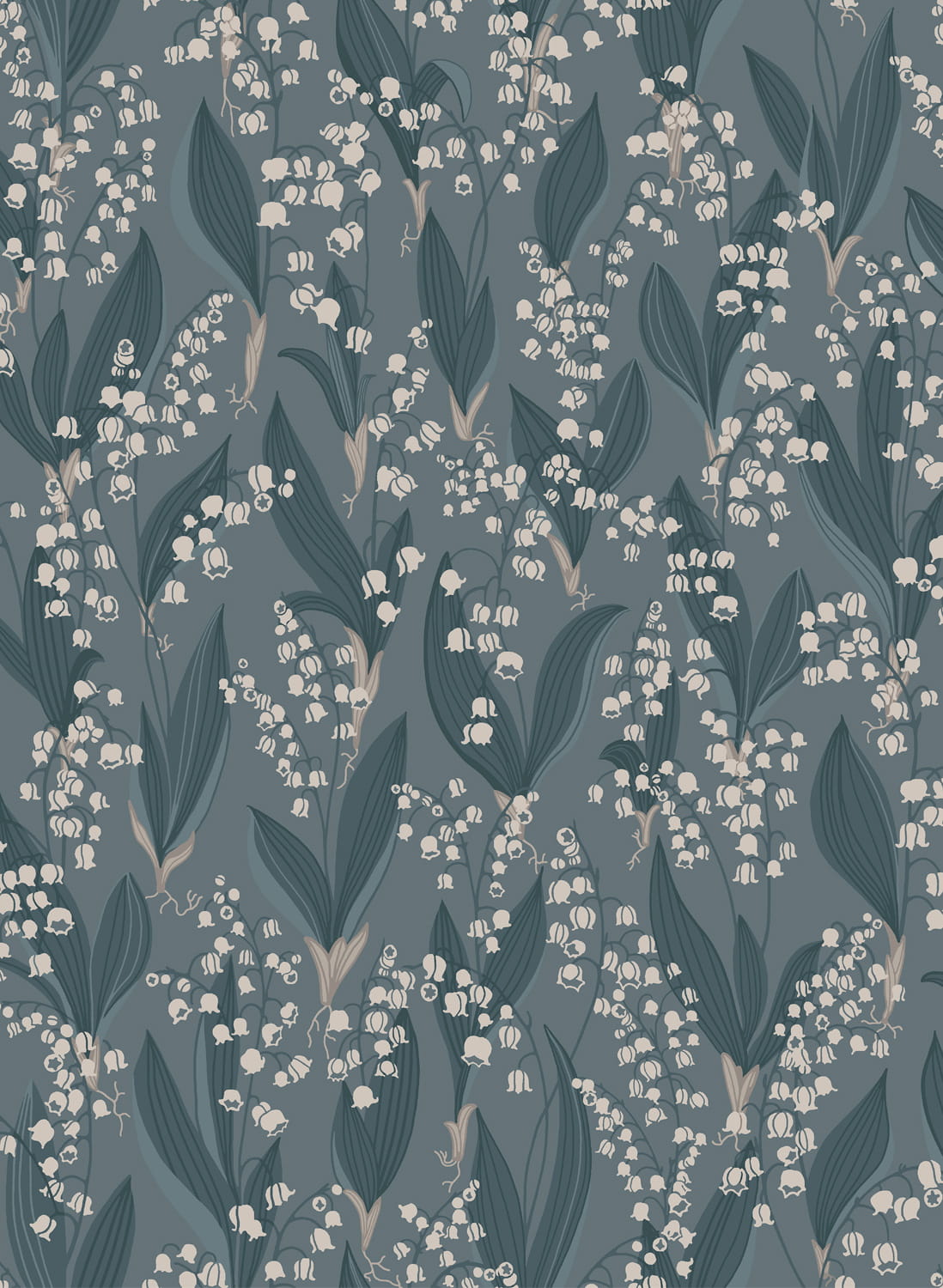 Wallpaper Liljekonvalj - Indigo Blue
