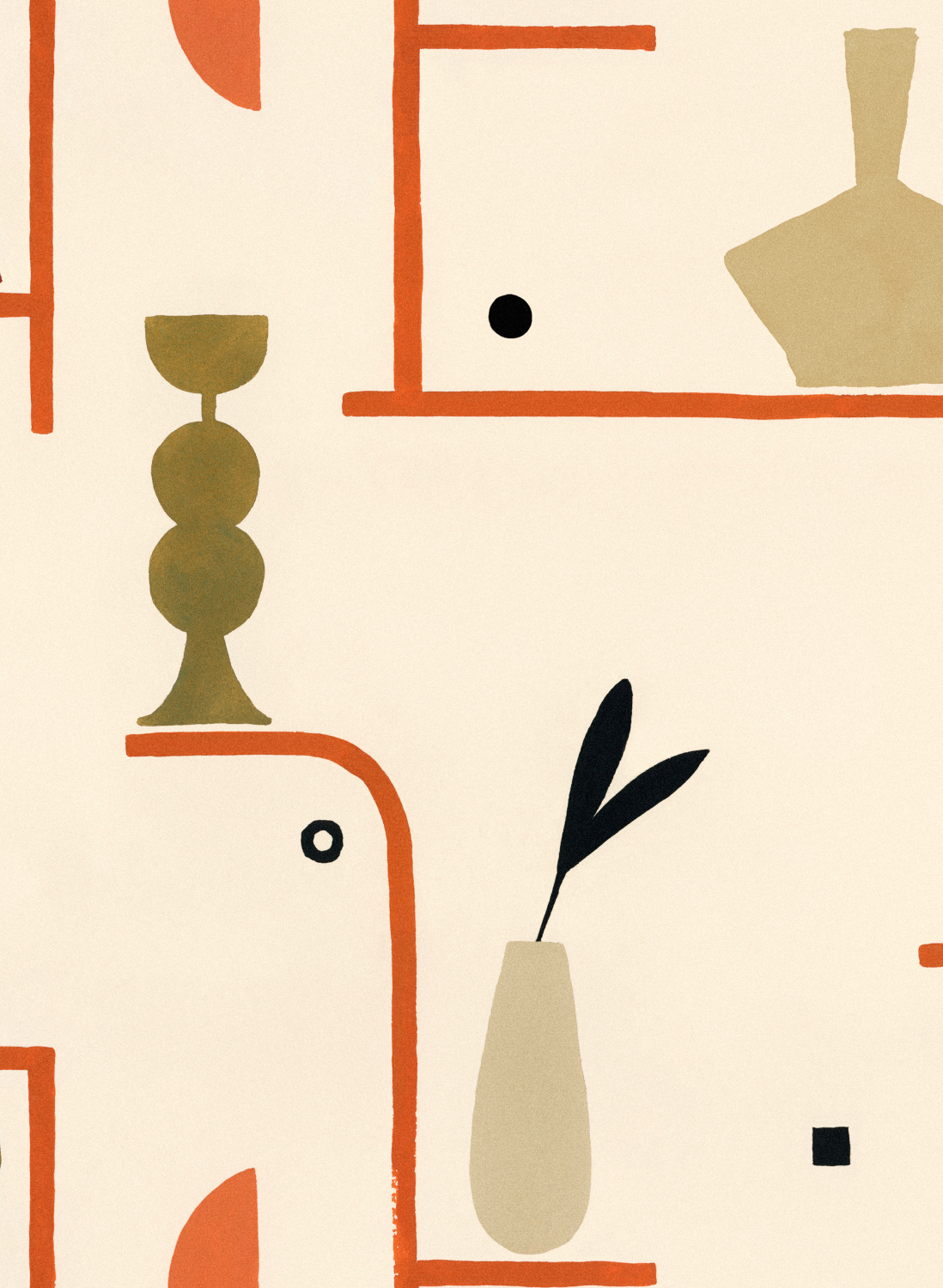 Tapete Archaeological Forms - Beige
