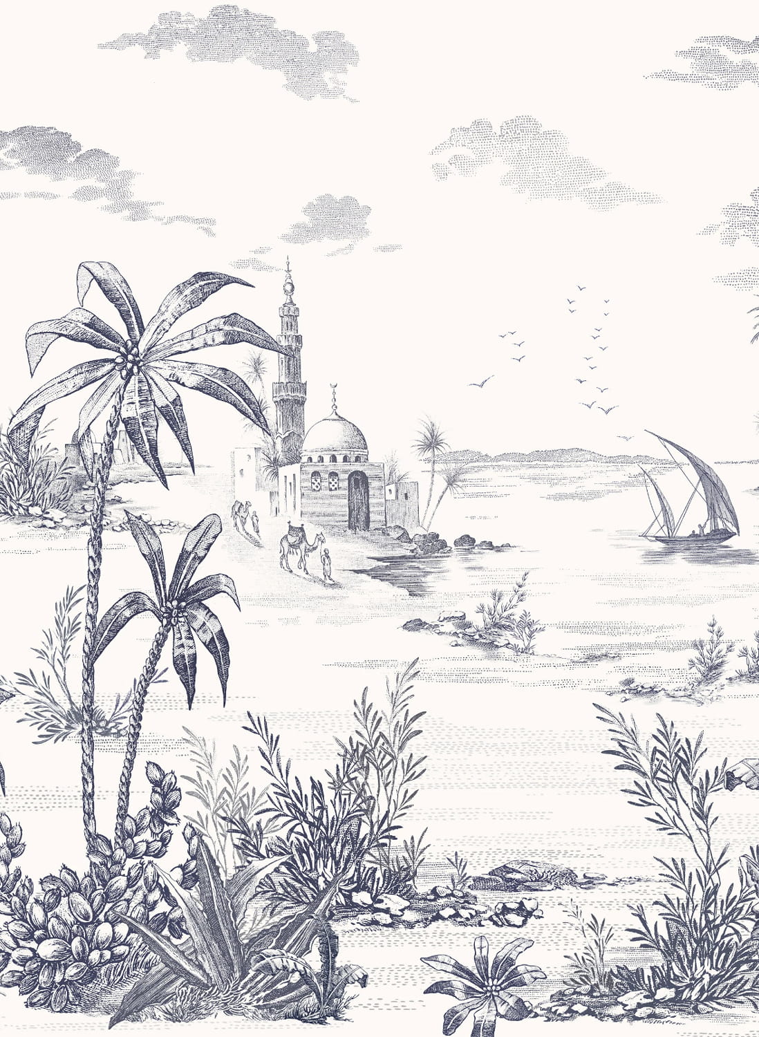 Wallpaper Vues d'Orient - Bleu Panel A