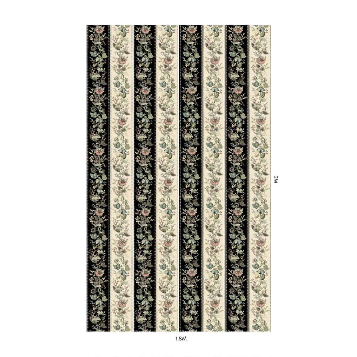 Mural Flora Fantasia Stripes - Black