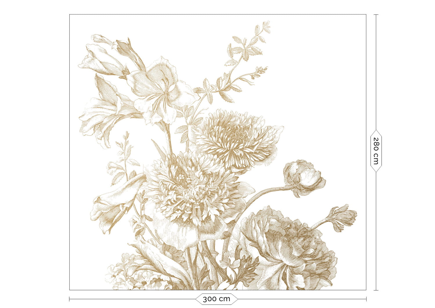Wandbild Engraved Flowers Gold 2 - L