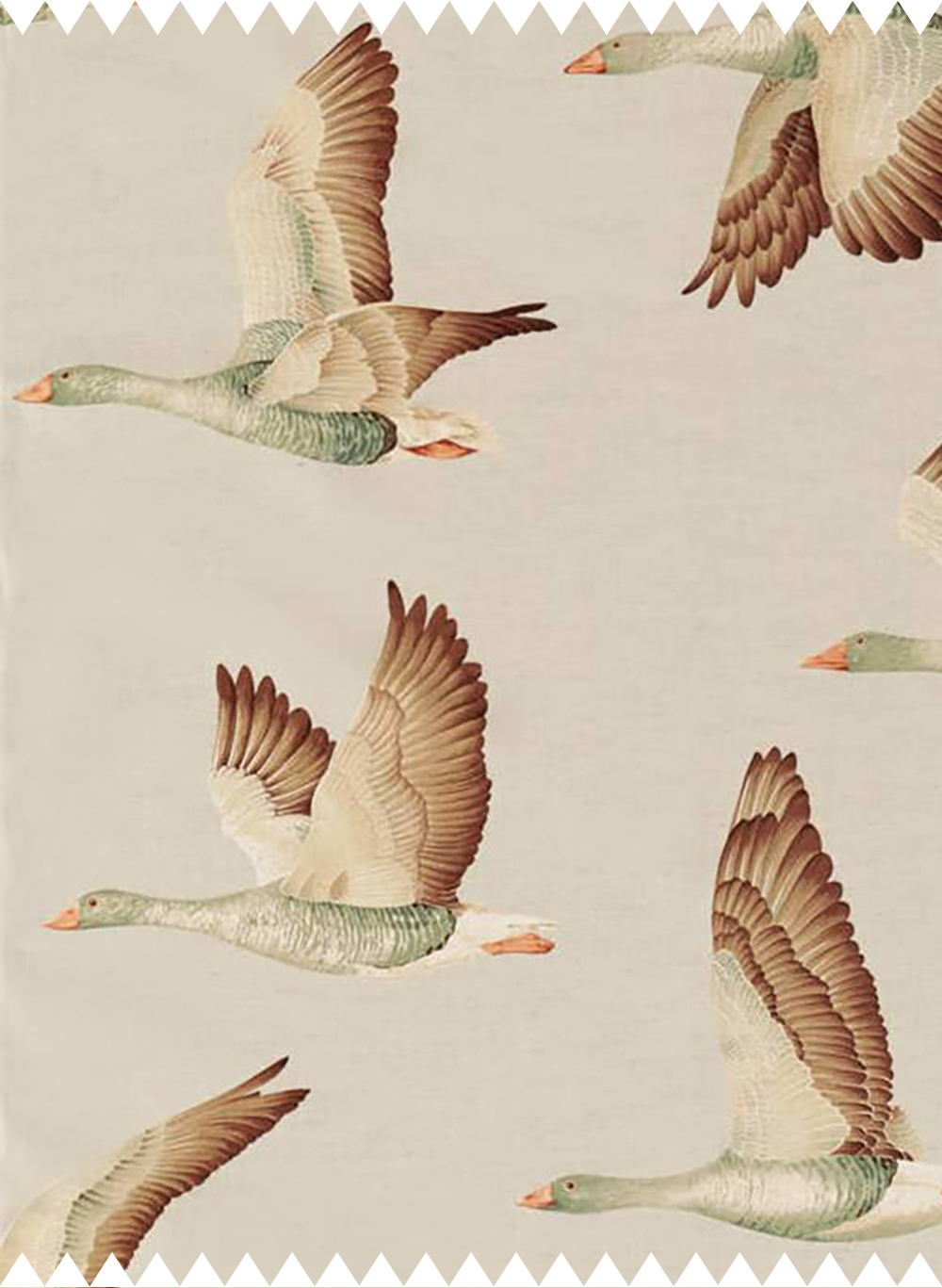 Stoff Elysian Geese - Briarwood/ Linen