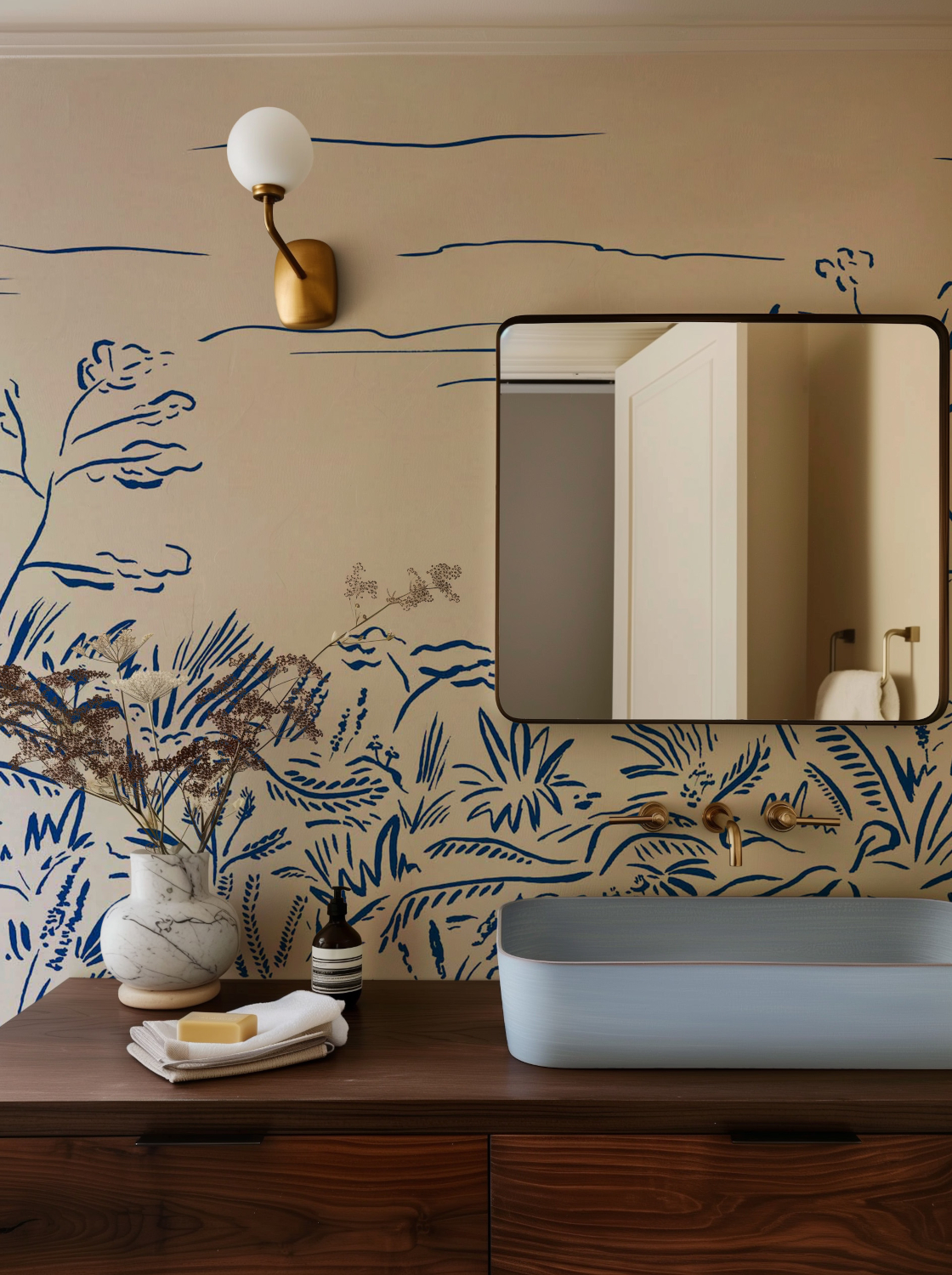 Wandbild Floral Cave - Blue
