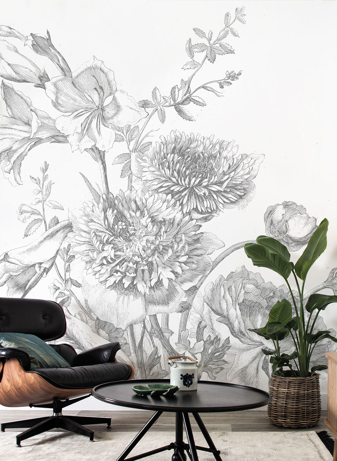 Wandbild Engraved Flowers 2