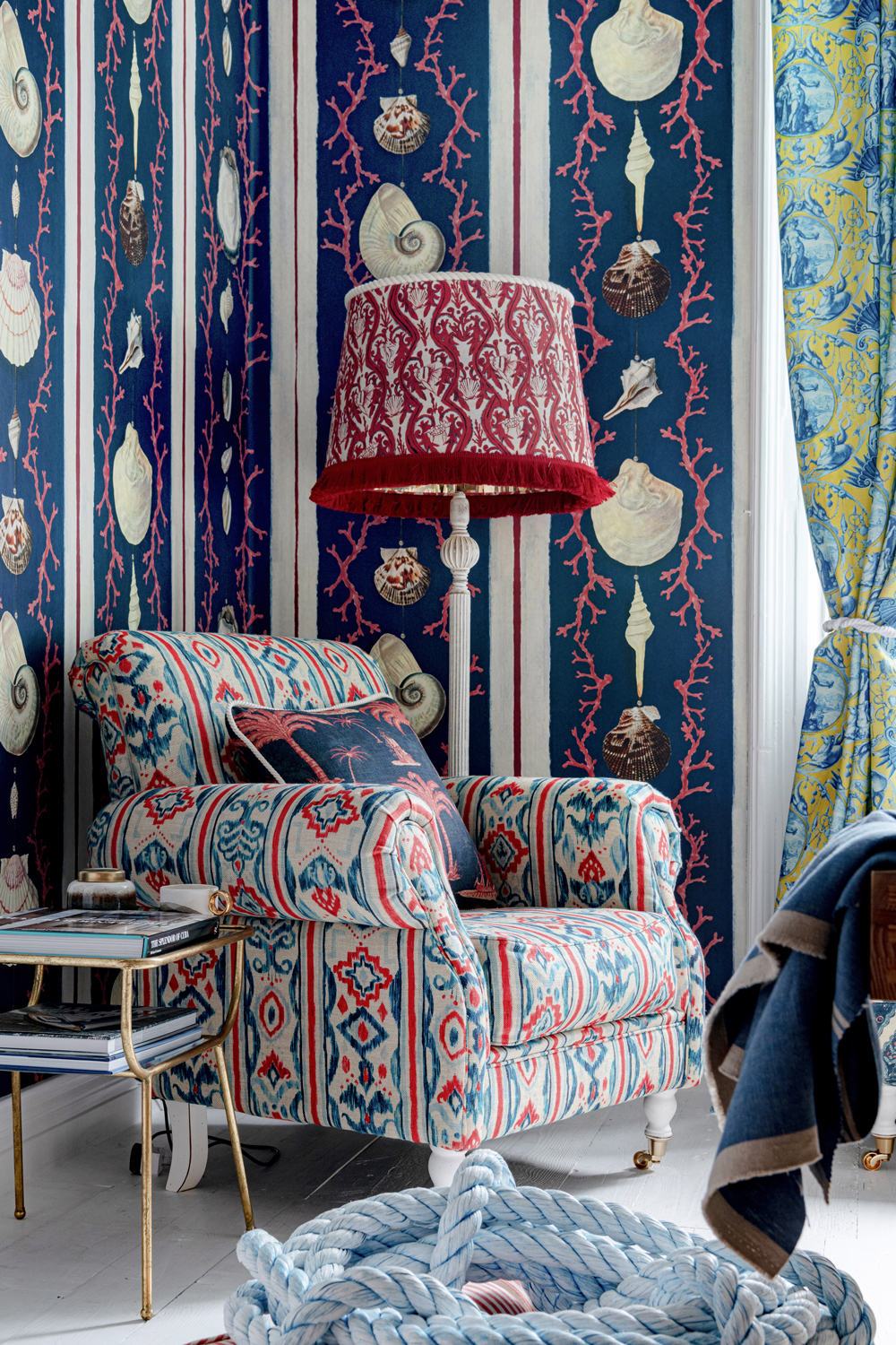 Tapete Coquillage - Indigo/ Red/ White