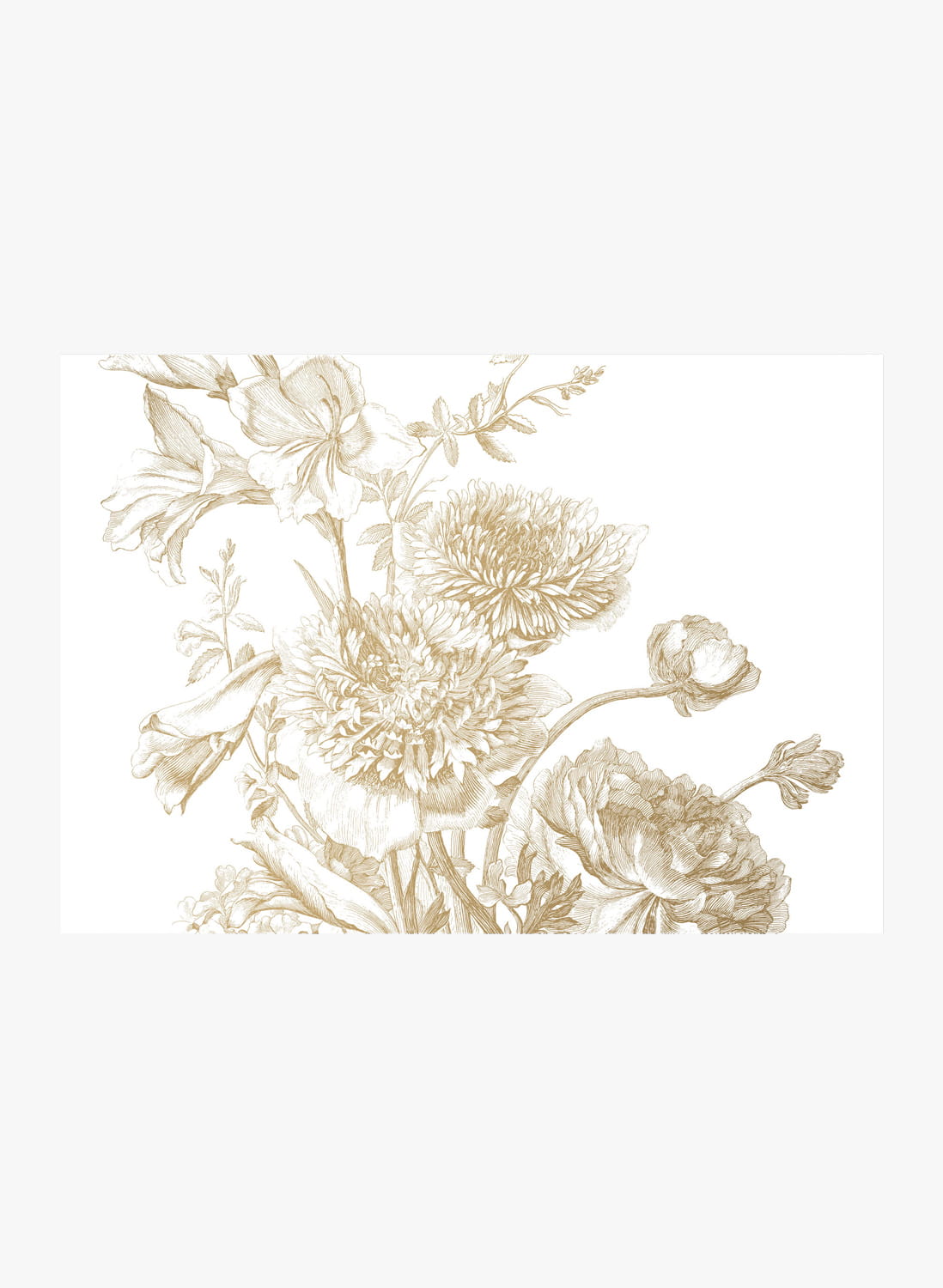 Wandbild Engraved Flowers Gold 2 - XL