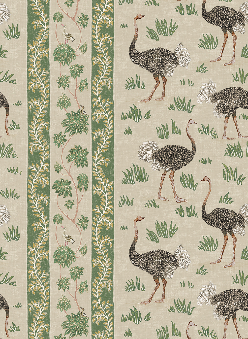 Tapete Ostrich Stripe - Khaki and Green