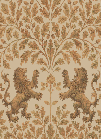 Tapete Boscobel Oak - Metallic Gold on Oat