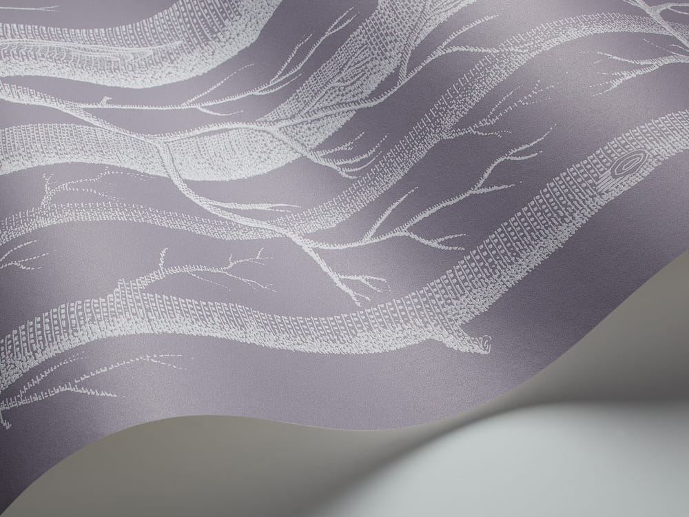 Tapete Woods - White on Lilac Grey
