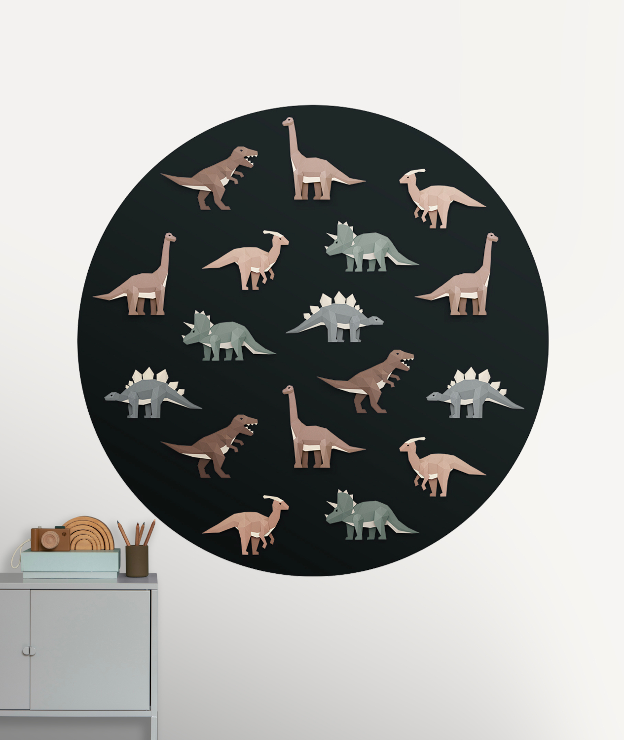 Wandbild Dinosaur Circle/ Dinosaurus Cirkel - Dark/ Donker - 1,425 m