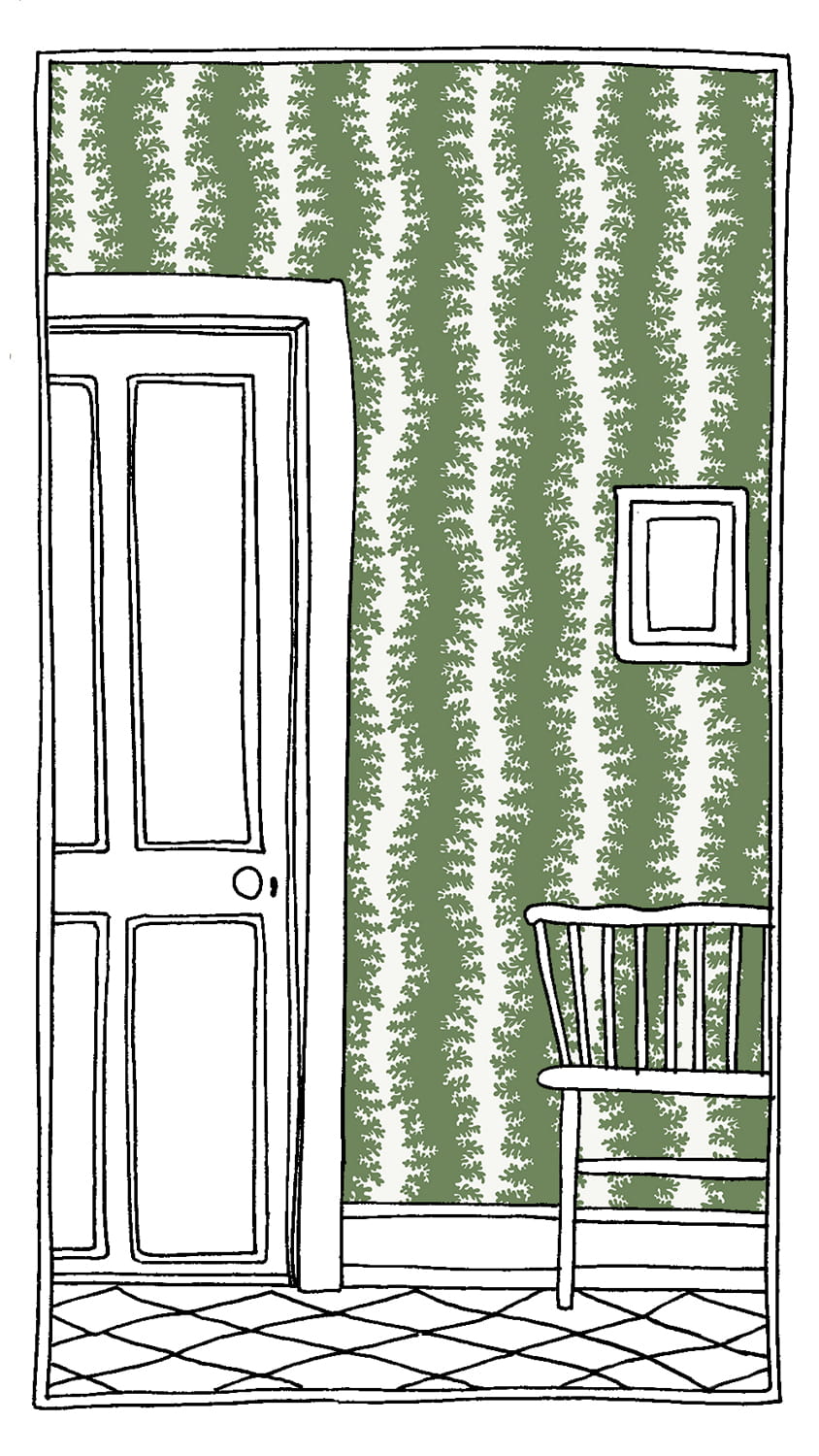 Tapete Elkhorn Stripe - Brookes Green/ Ceiling White