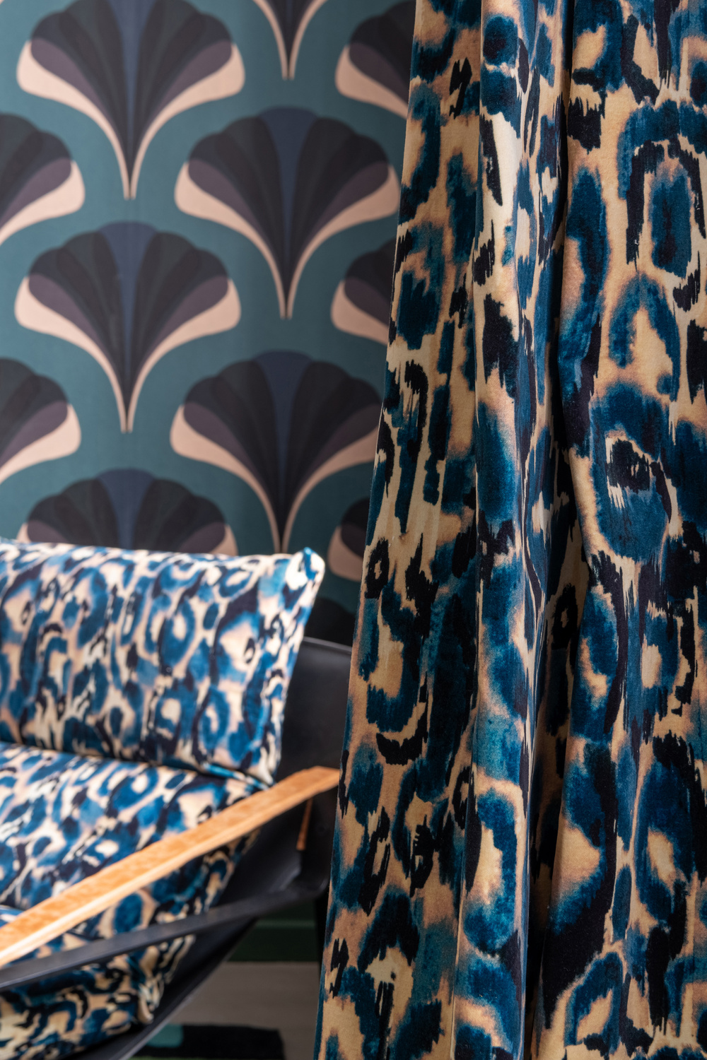 Tessuto Blu Selvaggio - Velvet - FB00132