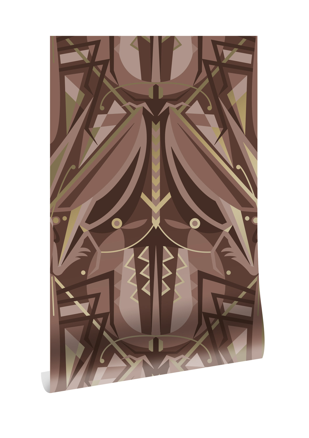 Tapete Art Deco Animaux Grasshopper Gold - Taupe