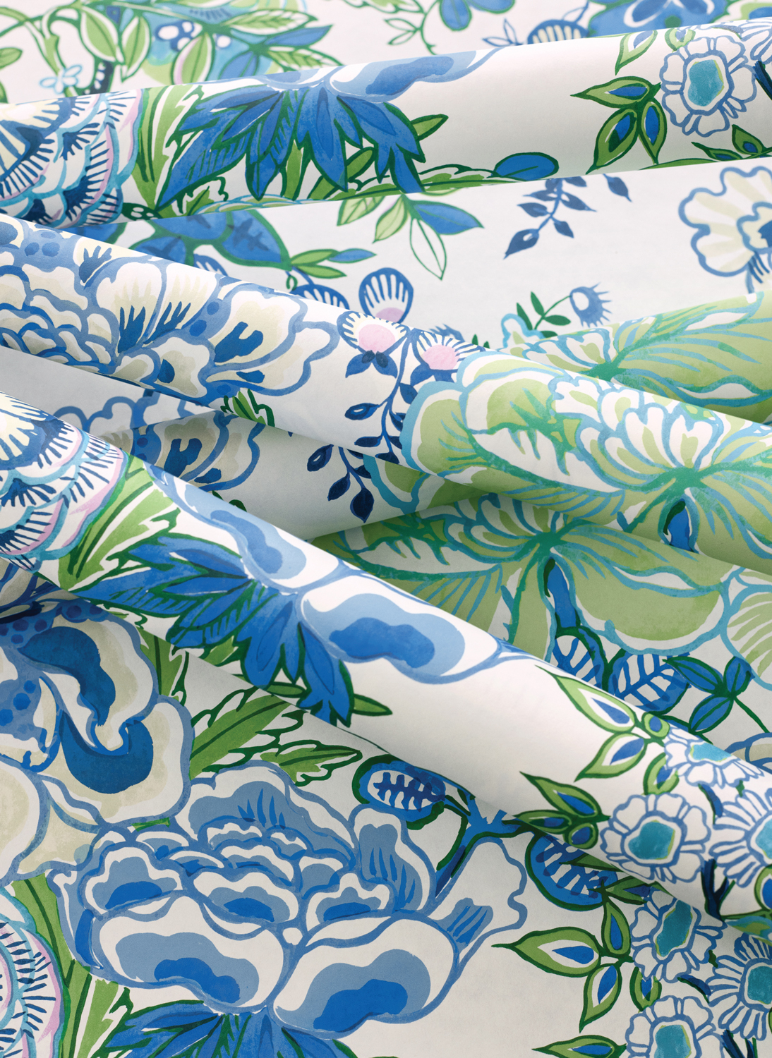 Tapete Peony Garden - Blue and Green