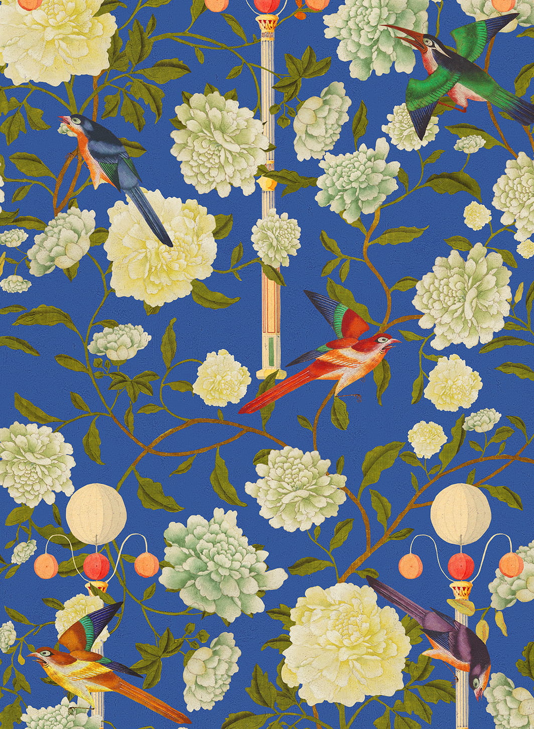 Tapete The Garden Of Immortality - Blue/ White/ Red/ Green