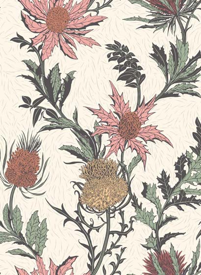 Tapete Thistle - Pink and White